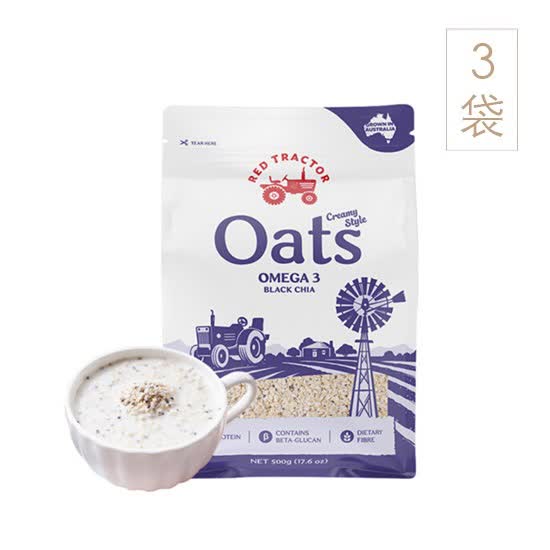 RED TRACTOR FOODS|谷物麦片,-红色拖拉机（RED TRACTOR FOODS）澳大利亚进口 奇亚籽燕麦片500g*3袋