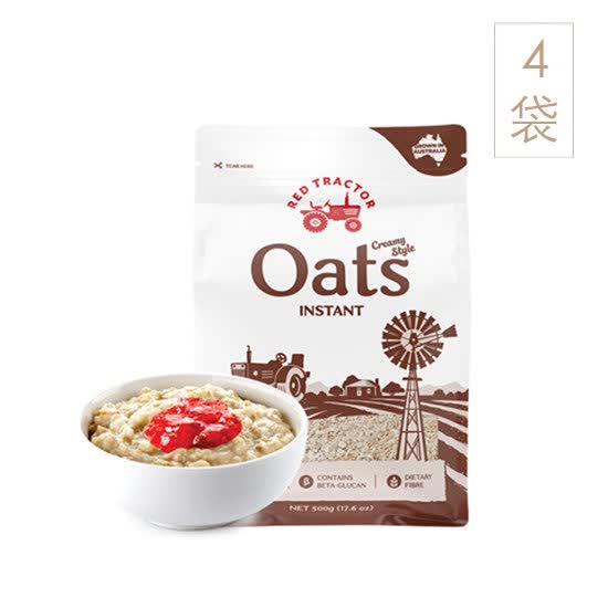 RED TRACTOR FOODS|谷物麦片,-红色拖拉机（RED TRACTOR FOODS）澳大利亚进口 速食燕麦片500g*4袋